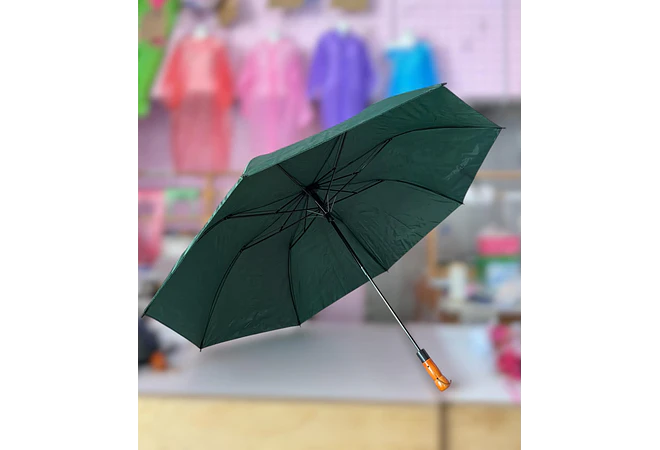 ☔SOMBRILLA JUMBO AUTOMÁTICA CON MACANA TIPO MADERA DE BOLSILLO COLORES LISOS MOD# S-3L 🌧️