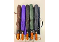 ☔SOMBRILLA JUMBO AUTOMÁTICA CON MACANA TIPO MADERA DE BOLSILLO COLORES LISOS MOD# S-3L 🌧️