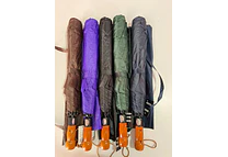 ☔SOMBRILLA JUMBO AUTOMÁTICA CON MACANA TIPO MADERA DE BOLSILLO COLORES LISOS MOD# S-3L 🌧️