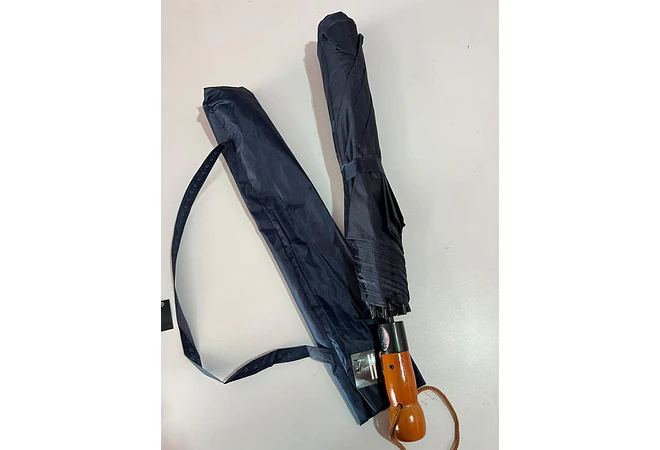 ☔SOMBRILLA JUMBO AUTOMÁTICA CON MACANA TIPO MADERA DE BOLSILLO COLORES LISOS MOD# S-3L 🌧️