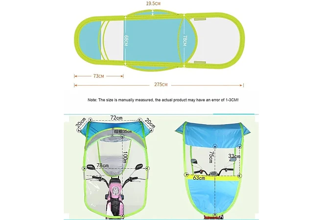 TOLDO COMPLETO PARA MOTO CON PROTECCION PARA LATERALES MOD# 12