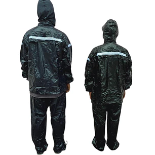IMPERMEABLE CHAMARRA Y PANTALÓN FRANJA GRIS REFLEJANTE  TIPO PLASTICO MOD# 108