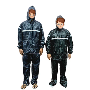 IMPERMEABLE CHAMARRA Y PANTALÓN FRANJA GRIS REFLEJANTE  TIPO PLASTICO MOD# 108