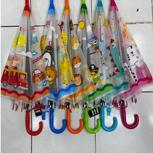 PARAGUAS INFANTIL TRANSPARENTE DIF ESTAMPADOS  ANIMALITOS MOD# 05