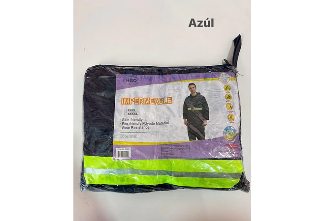 IMPERMEABLE CHAMARRA Y PANTALÓN HGQ FRANJA AMARILLA REFLEJANTE MOD# IMO22