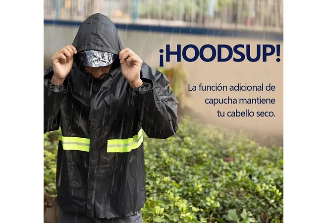 IMPERMEABLE CHAMARRA Y PANTALÓN HGQ FRANJA AMARILLA REFLEJANTE MOD# IMO22