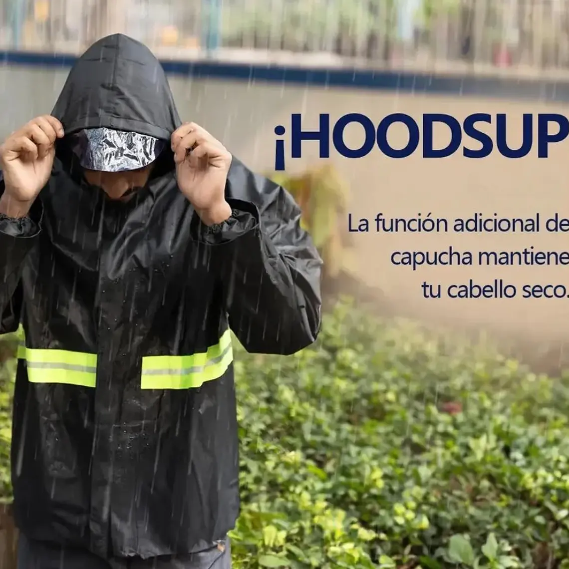 IMPERMEABLE CHAMARRA Y PANTALÓN HGQ FRANJA AMARILLA REFLEJANTE MOD# IMO22 10