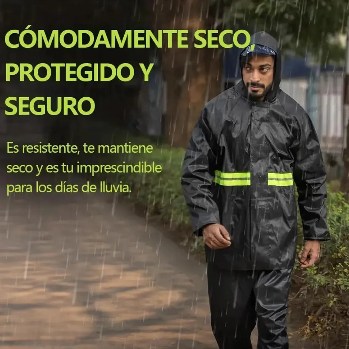 IMPERMEABLE CHAMARRA Y PANTALÓN HGQ FRANJA AMARILLA REFLEJANTE MOD# IMO22 11