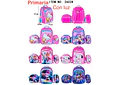 COMBO MOCHILA CON LUZ LED ADAPTABLE AL CARRITO+ LONCHERA + LAPICERA DISEÑOS PARA NIÑAS (PRIMARIA) MOD# 2602