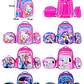COMBO MOCHILA CON LUZ LED ADAPTABLE AL CARRITO+ LONCHERA + LAPICERA DISEÑOS PARA NIÑAS (PRIMARIA) MOD# 2602 - Miniatura 1