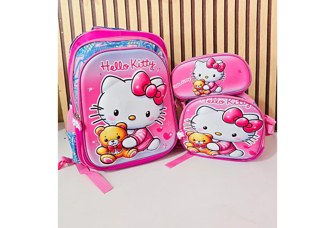COMBO MOCHILA CON LUZ LED ADAPTABLE AL CARRITO+ LONCHERA + LAPICERA DISEÑOS PARA NIÑAS (PRIMARIA) MOD# 2602