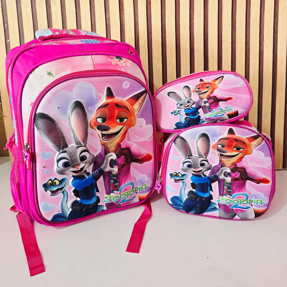 COMBO MOCHILA CON LUZ LED ADAPTABLE AL CARRITO+ LONCHERA + LAPICERA DISEÑOS PARA NIÑAS (PRIMARIA) MOD# 2602 5