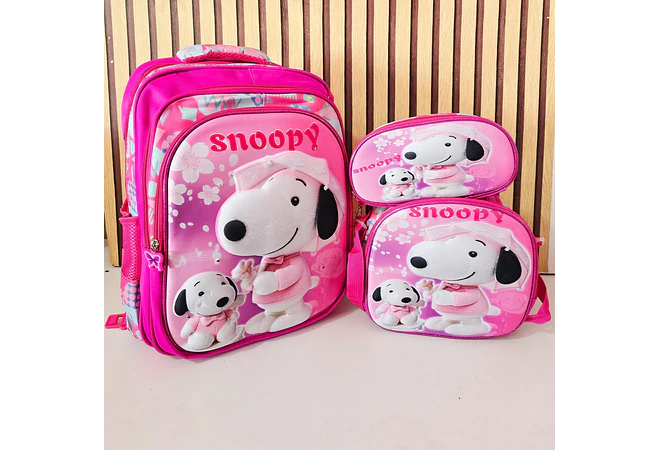 COMBO MOCHILA CON LUZ LED ADAPTABLE AL CARRITO+ LONCHERA + LAPICERA DISEÑOS PARA NIÑAS (PRIMARIA) MOD# 2602