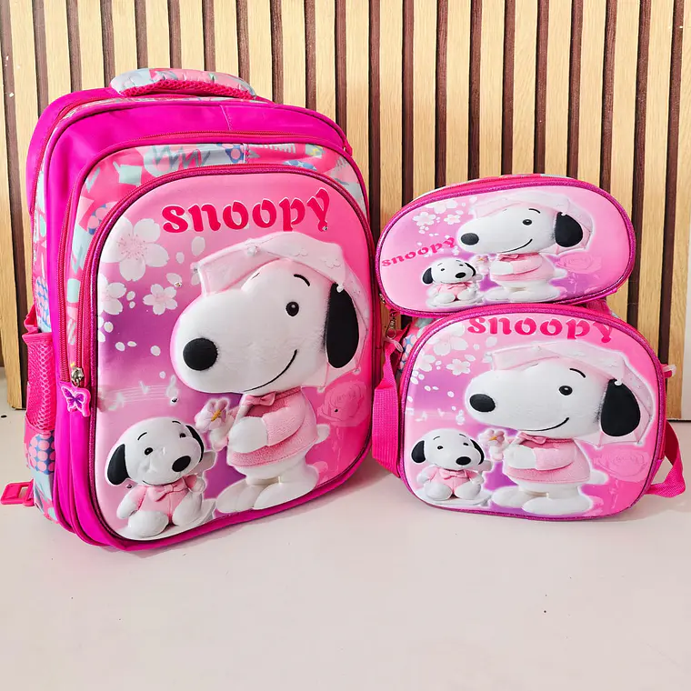 COMBO MOCHILA CON LUZ LED ADAPTABLE AL CARRITO+ LONCHERA + LAPICERA DISEÑOS PARA NIÑAS (PRIMARIA) MOD# 2602 6