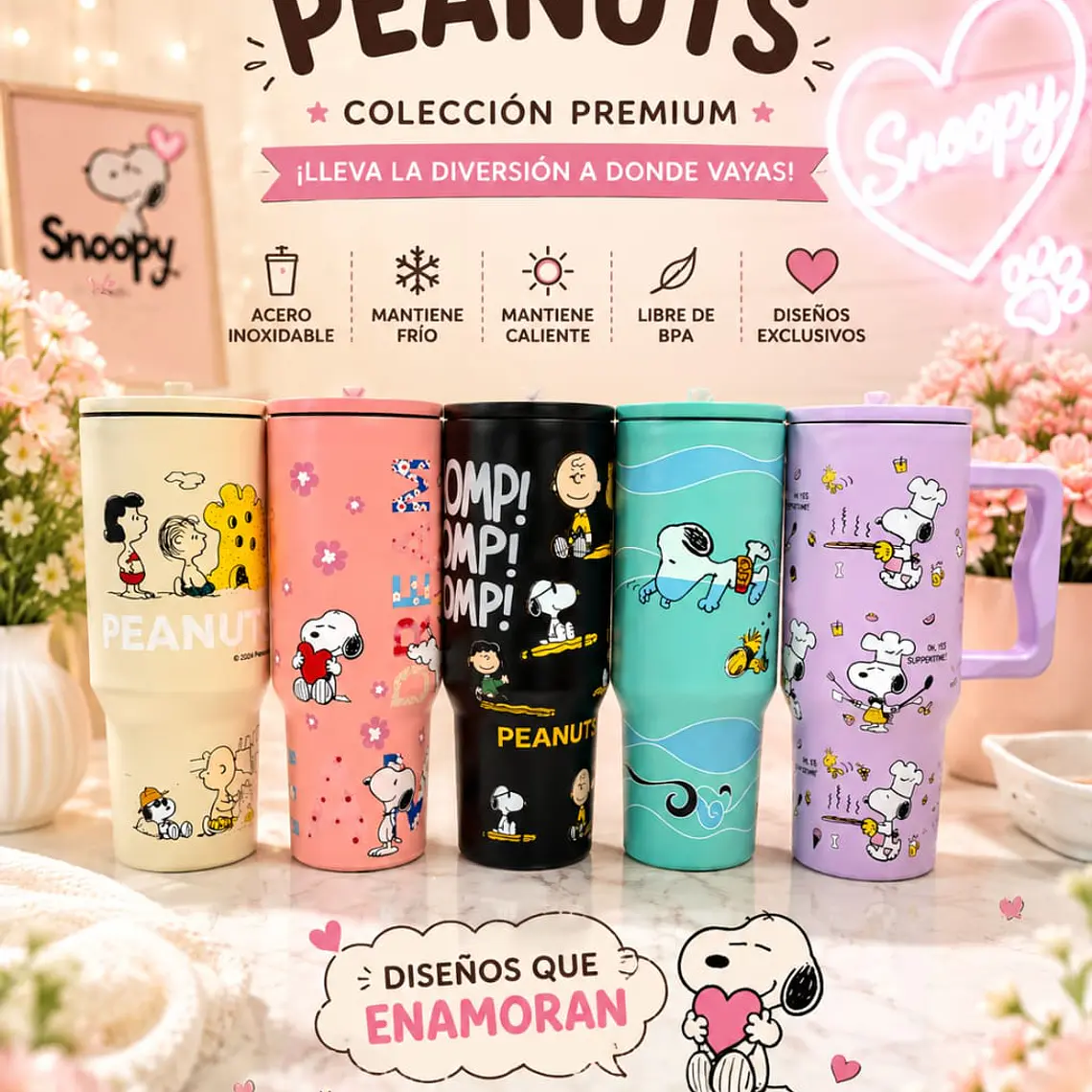 TERMO CON AGARRADERA SNOOPY MOD #26-TERMO-008 5