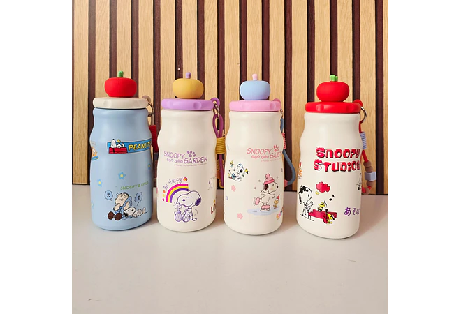 TERMO 450ML DISEÑO SNOOPY TAPA MANZANA 3D MOD #26-Termo-007
