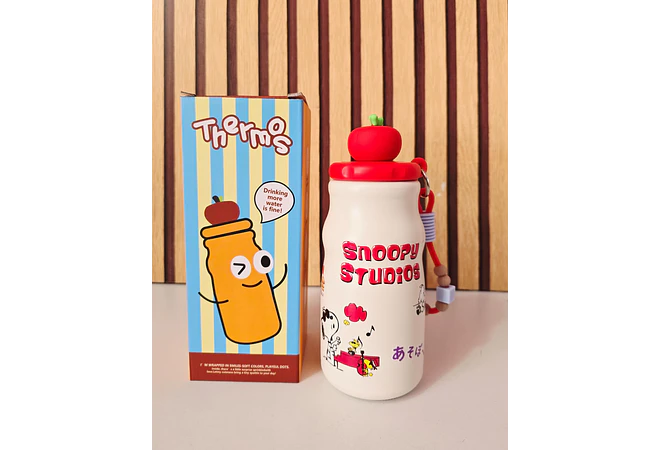 TERMO 450ML DISEÑO SNOOPY TAPA MANZANA 3D MOD #26-Termo-007
