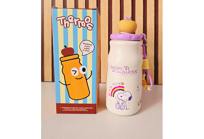 TERMO 450ML DISEÑO SNOOPY TAPA MANZANA 3D MOD #26-Termo-007