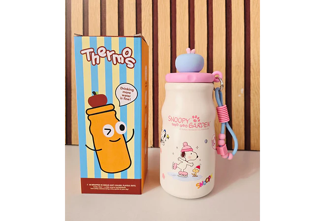 TERMO 450ML DISEÑO SNOOPY TAPA MANZANA 3D MOD #26-Termo-007