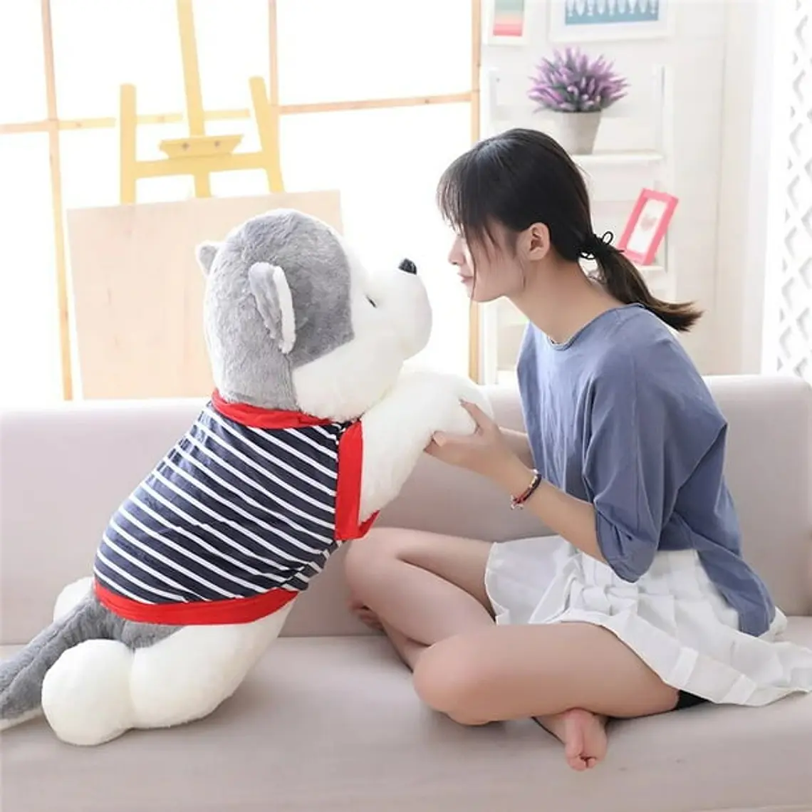 PELUCHE GRANDE HUSKY CON PLAYERA MOD# G018 4