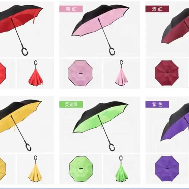 🌂☔SOMBRILLA REVERSIBLE NEGRA/ COLORES LISOS AL AZAR MOD#207☔☀️ 2
