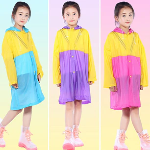 IMPERMEABLE PARA NIÑOS CON CAPUCHA Y AMPLIACIÓN PARA MOCHILA MOD# TH-168☔🌧️