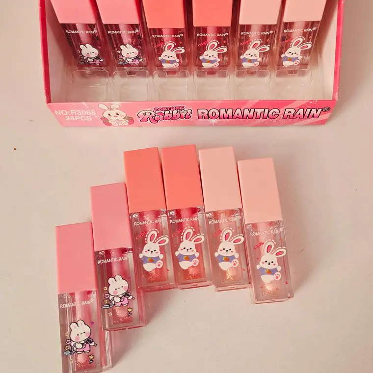 LIP GLOSS CON BRILLO (TRANSPARENTE) ROMÁNTIC RAIN MOD# R3068  🐇 4