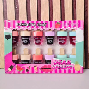 CAJITA CON 12 TINTAS PARA LABIOS EN FORMA DE PALETA