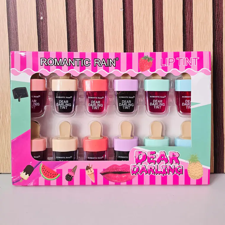 CAJITA CON 12 TINTAS PARA LABIOS EN FORMA DE PALETA 2