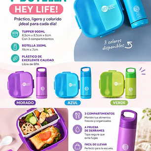SET DE LUNCH BOX Y BOTELLA HEY LIFE