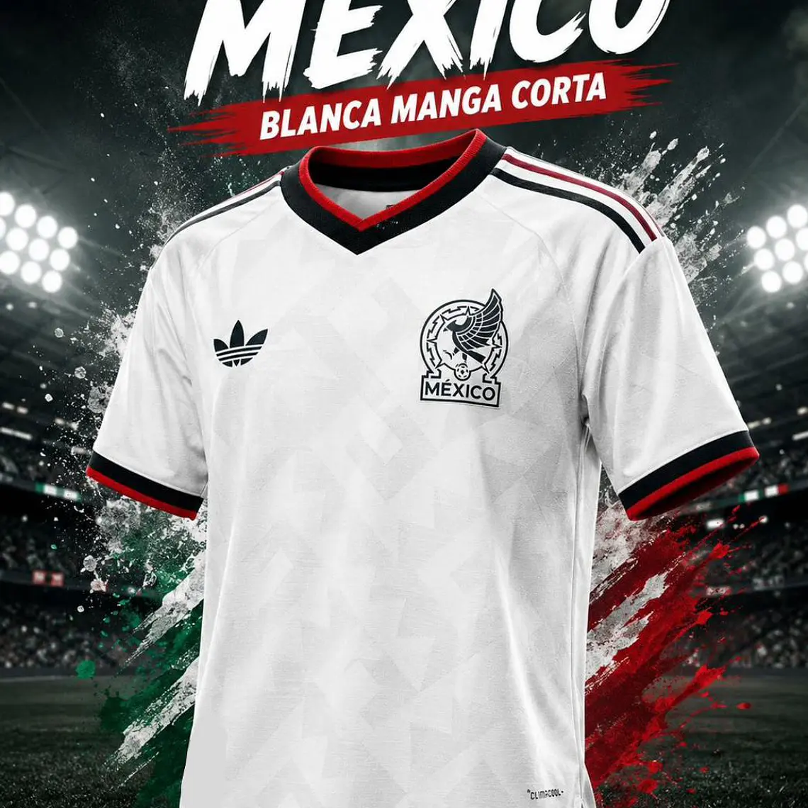 PLAYERA JERSEY MÉXICO JUGADOR BLANCA CALIDAD MAIKSPORT LOGO BORDADO  MUNDIAL 1