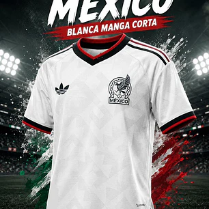 PLAYERA JERSEY MÉXICO JUGADOR BLANCA CALIDAD MAIKSPORT LOGO BORDADO  MUNDIAL