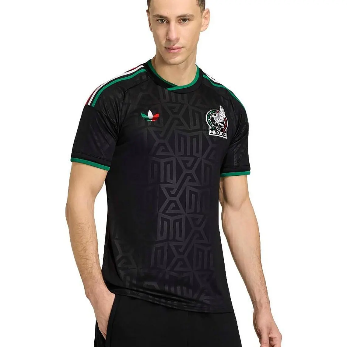 PLAYERA JERSEY MÉXICO JUGADOR NEGRA LOGOS PLASTIFICADOS  MUNDIAL 7