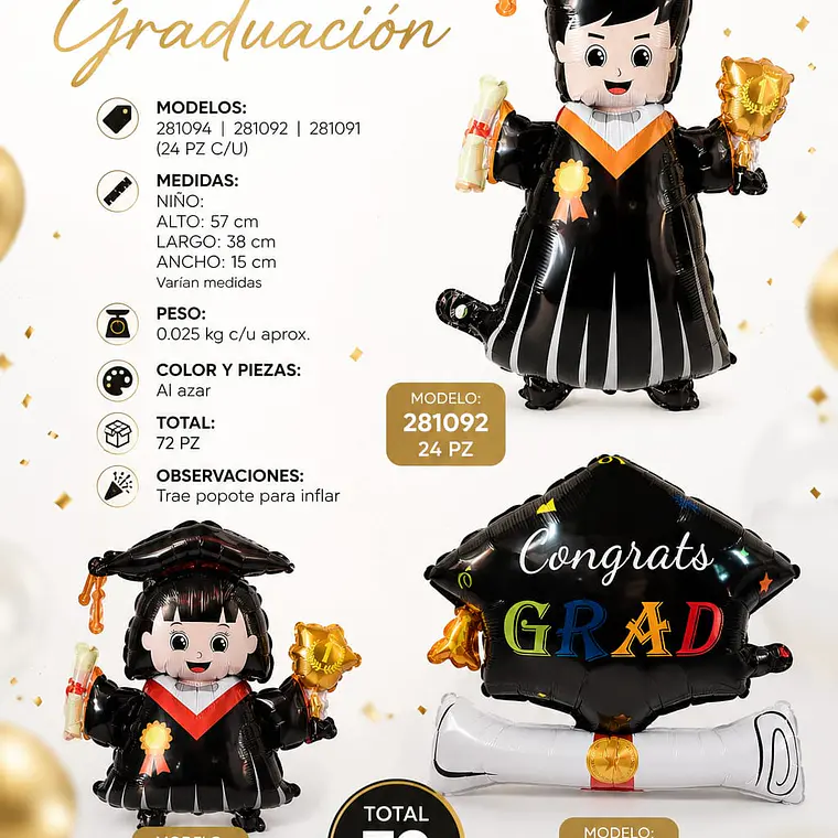 GLOBO GRADUACIÓN MOD# 281094/92/91🎓 1