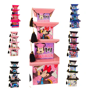 SET DE 4 CAJAS PARA GRADUACIÓN DIF TAMAÑOS PERSONAJES MOD#02