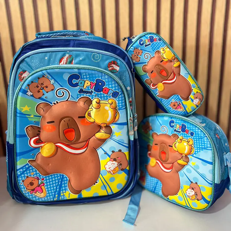 COMBO MOCHILA PARA PRIMARIA DISEÑO CAPIBARA AL AZAR MOD# 25163-7 6