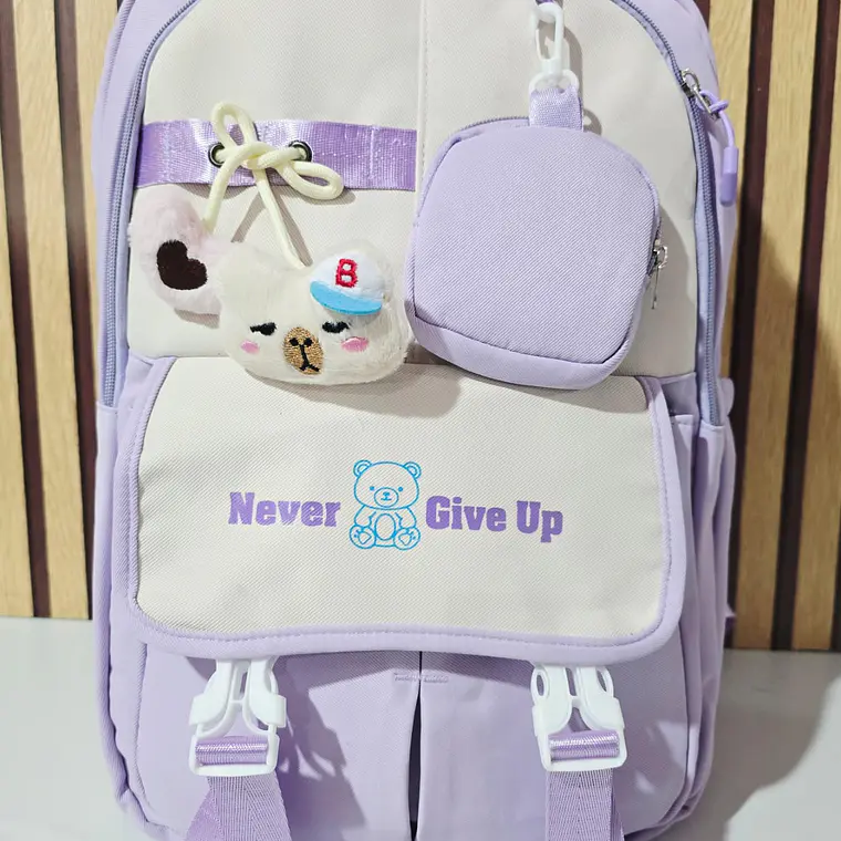 MOCHILA JUVENIL (NEVER GIVE UP) MOD# 1868 4