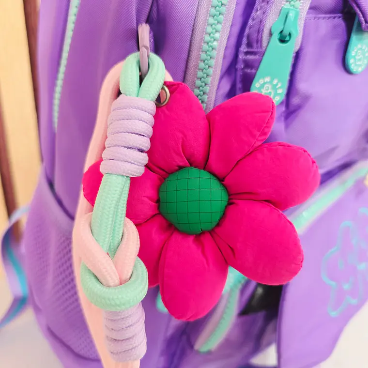 MOCHILA JUVENIL CON COLGANTE FLOR Y PULSERA MOD# S-8004-1🥰 9