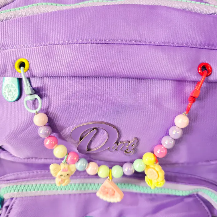 MOCHILA JUVENIL CON COLGANTE FLOR Y PULSERA MOD# S-8004-1🥰 11