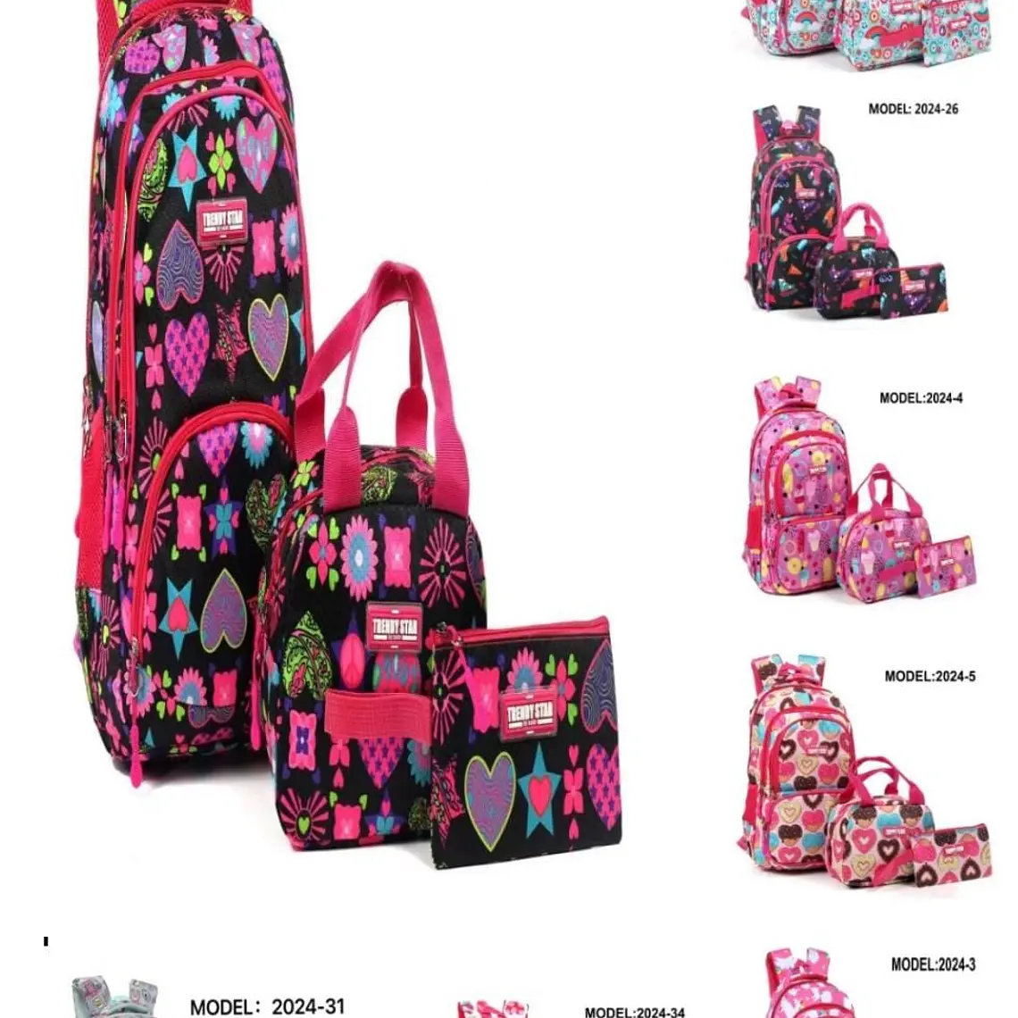 COMBO MOCHILA TRENDY JUVENIL VARIOS DISEÑOS MOELO# 2024 (varios) 2