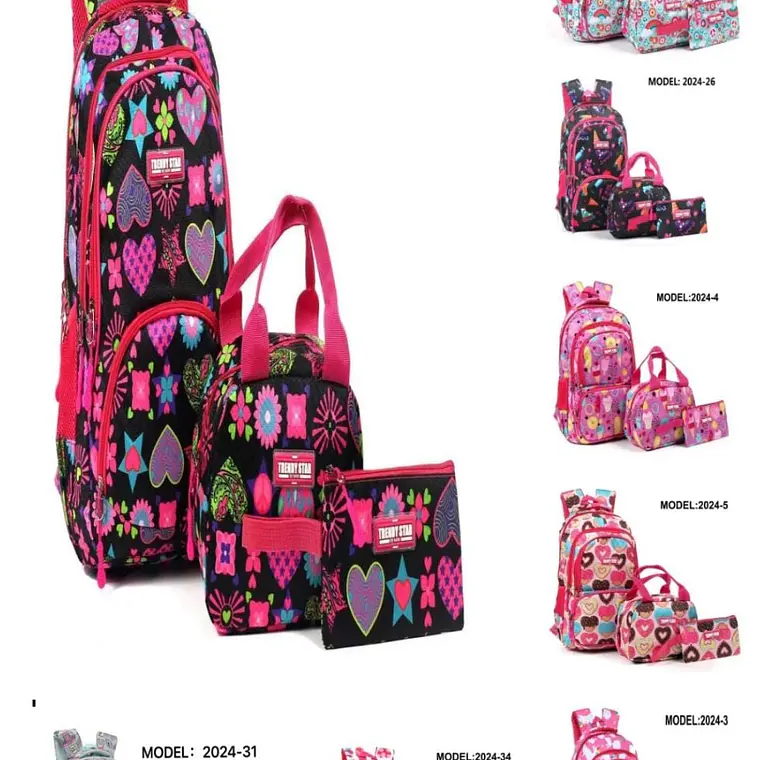 COMBO MOCHILA TRENDY JUVENIL VARIOS DISEÑOS MOELO# 2024 (varios) 2