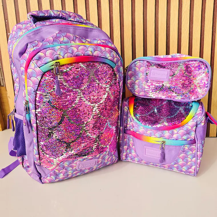 COMBO MOCHILA PREMIUM DE 3PZ TRENDY STAR LENTEJUELA REVERSIBLE MOD# 30201 (varios) 4