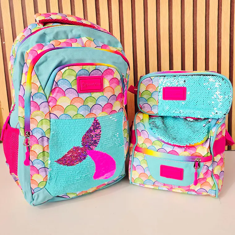 COMBO MOCHILA PREMIUM DE 3PZ TRENDY STAR LENTEJUELA REVERSIBLE MOD# 30201 (varios) 6