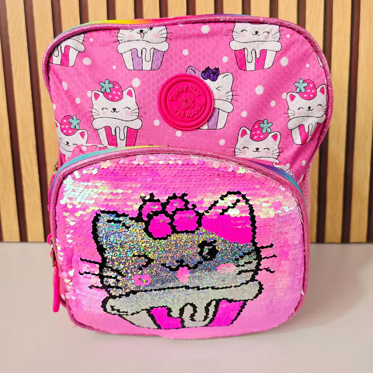 MOCHILA KINDER LENTEJUELAS  REVERSIBLE TRENDY STAR MOD# 30202a ó 30202b 3