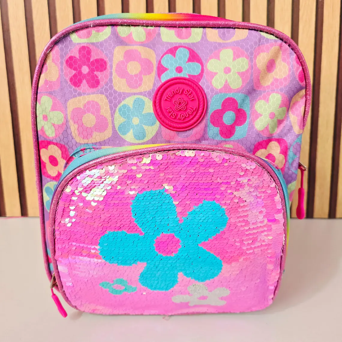 MOCHILA KINDER LENTEJUELAS  REVERSIBLE TRENDY STAR MOD# 30202a ó 30202b 5