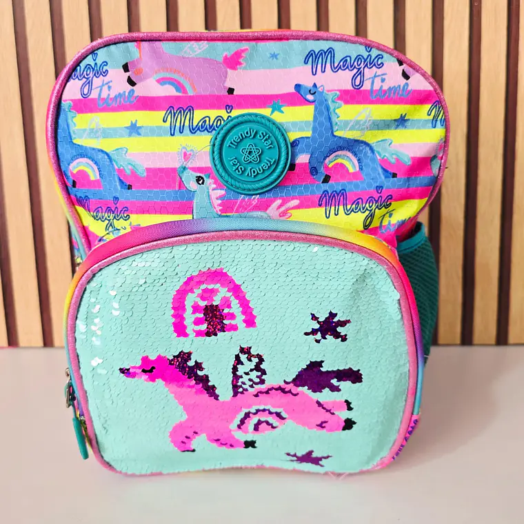 MOCHILA KINDER LENTEJUELAS  REVERSIBLE TRENDY STAR MOD# 30202a ó 30202b 6