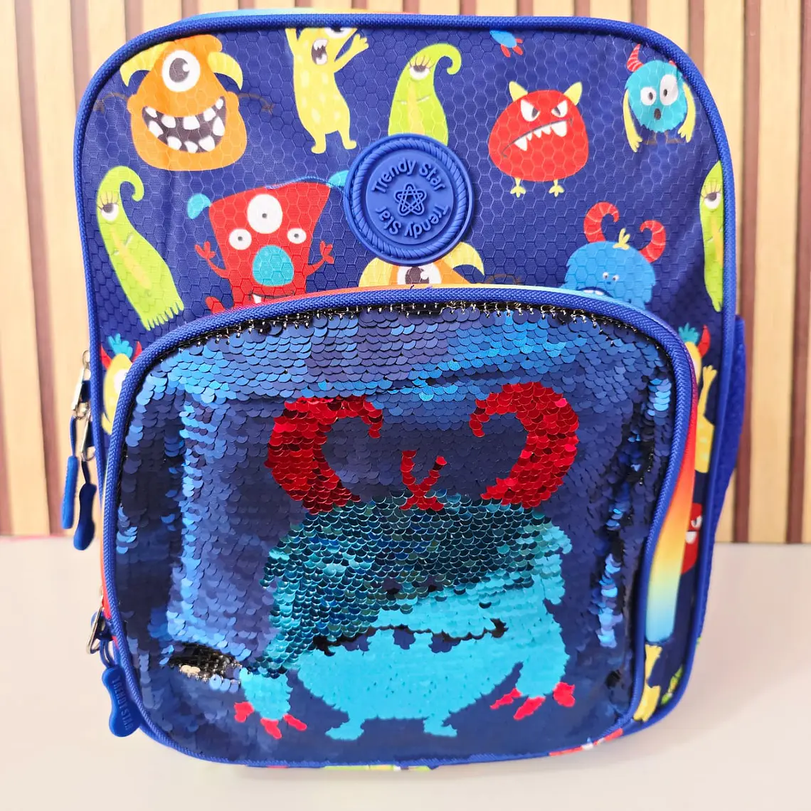 MOCHILA KINDER LENTEJUELAS  REVERSIBLE TRENDY STAR MOD# 30202a ó 30202b 8