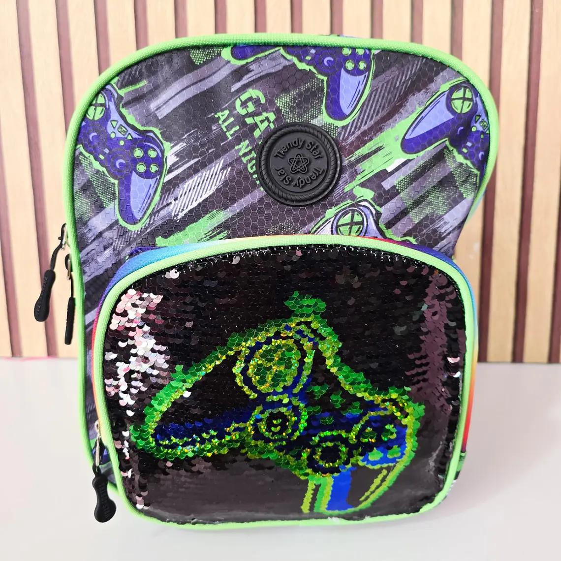 MOCHILA KINDER LENTEJUELAS  REVERSIBLE TRENDY STAR MOD# 30202a ó 30202b 10