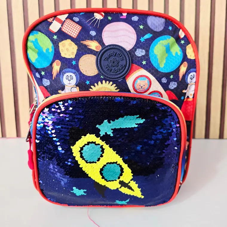 MOCHILA KINDER LENTEJUELAS  REVERSIBLE TRENDY STAR MOD# 30202a ó 30202b 11