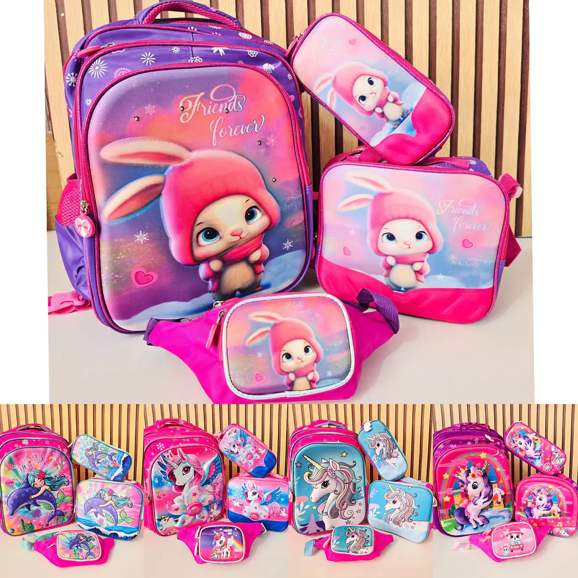 COMBO MOCHILA DE 4PZ PRIMARIA CON LUZ Y MUSICA DISNEY MOD# CAR4-03 1
